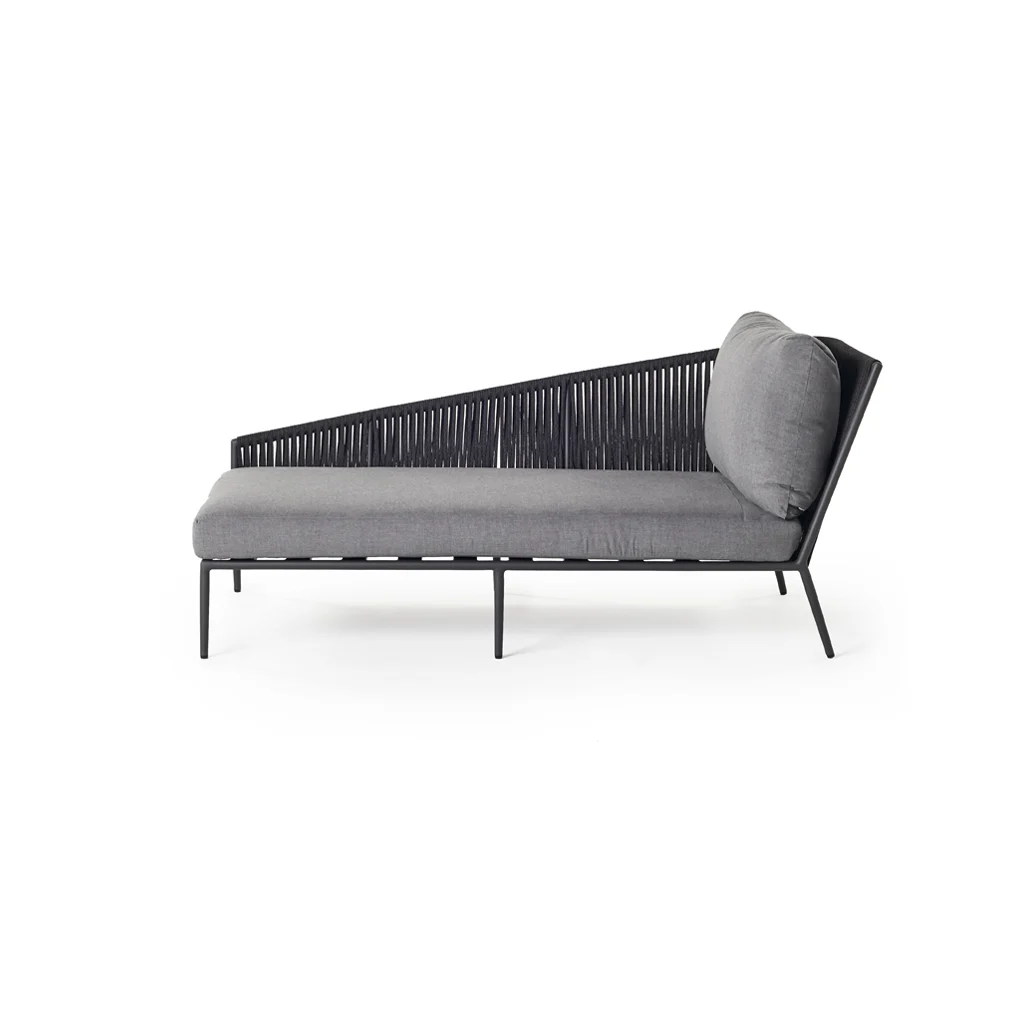 Nusa Day Bed Right-Arm Chaise in Charcoal Aluminum