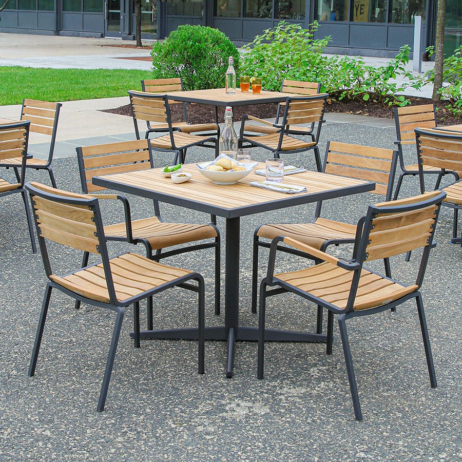 Luna 36 in. square teak + steel dining table thumbnail 4