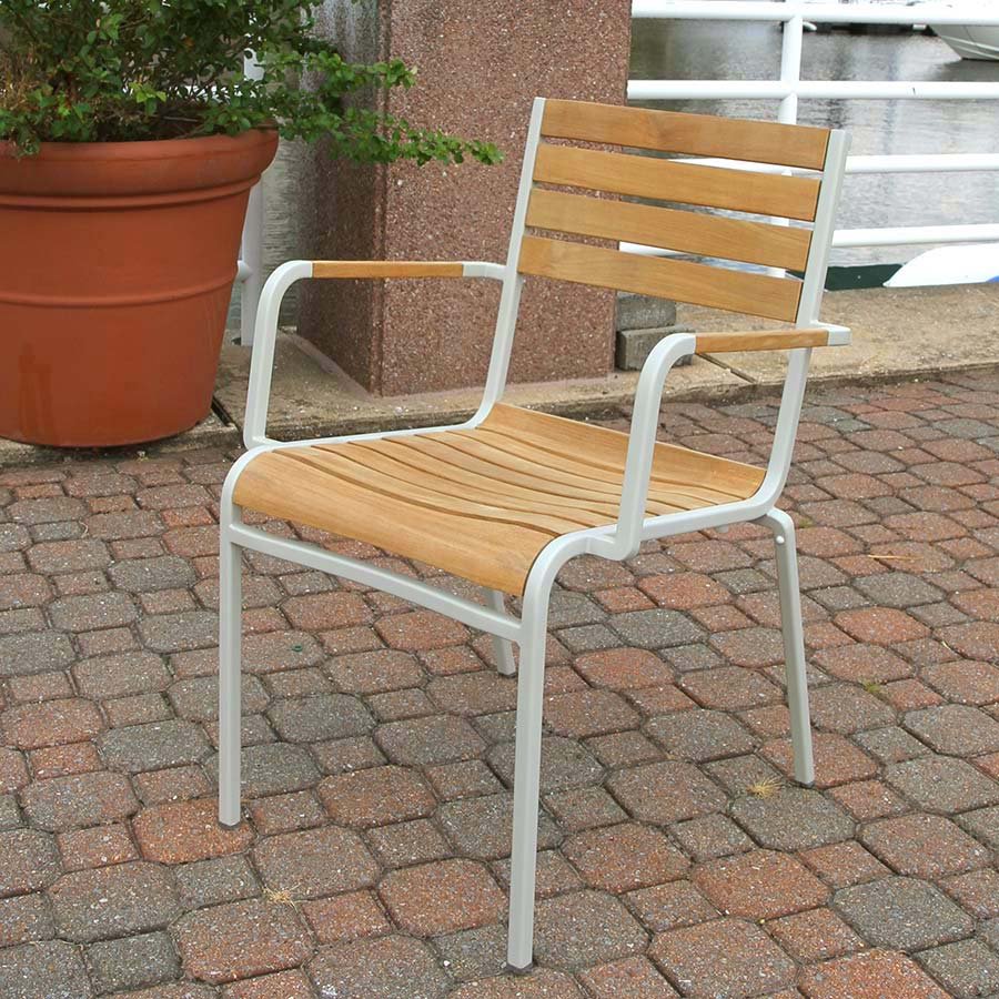 Luna teak + steel stacking armchair thumbnail 4