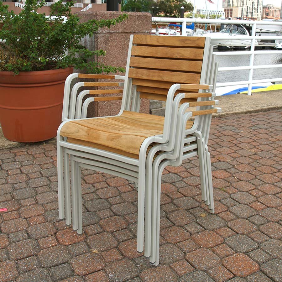 Luna teak + steel stacking armchair thumbnail 2
