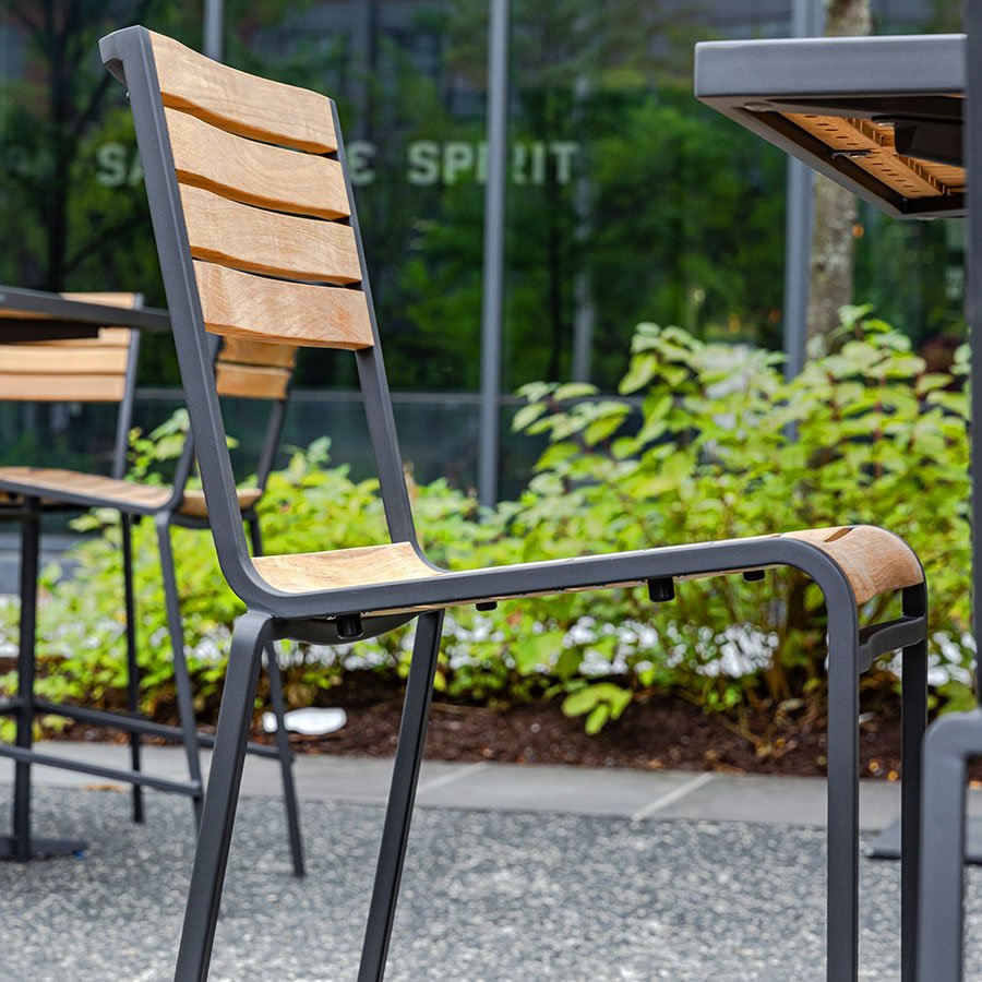 Luna teak + steel stacking bar stool thumbnail 3
