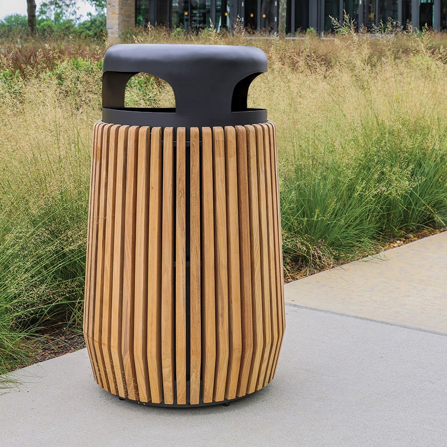 Luna trash receptacle w/ rain dome lid