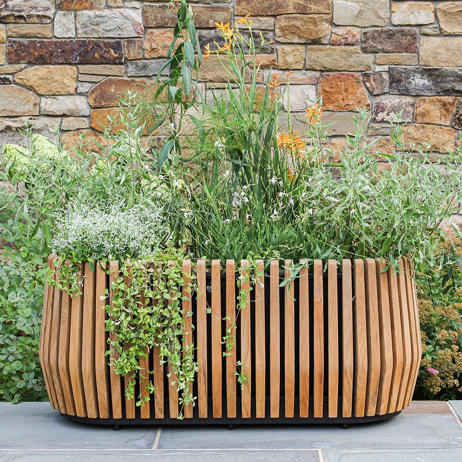 Luna long teak planter