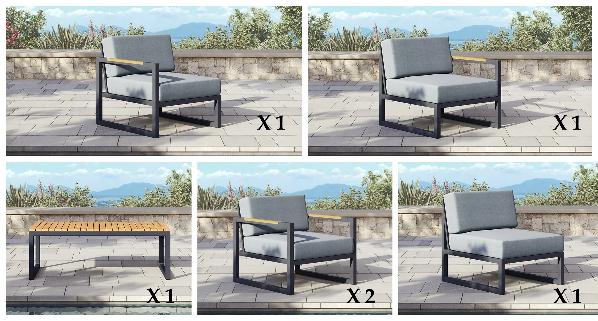 Baba Aluminum Outdoor Sofa & Club Chair Set thumbnail 2