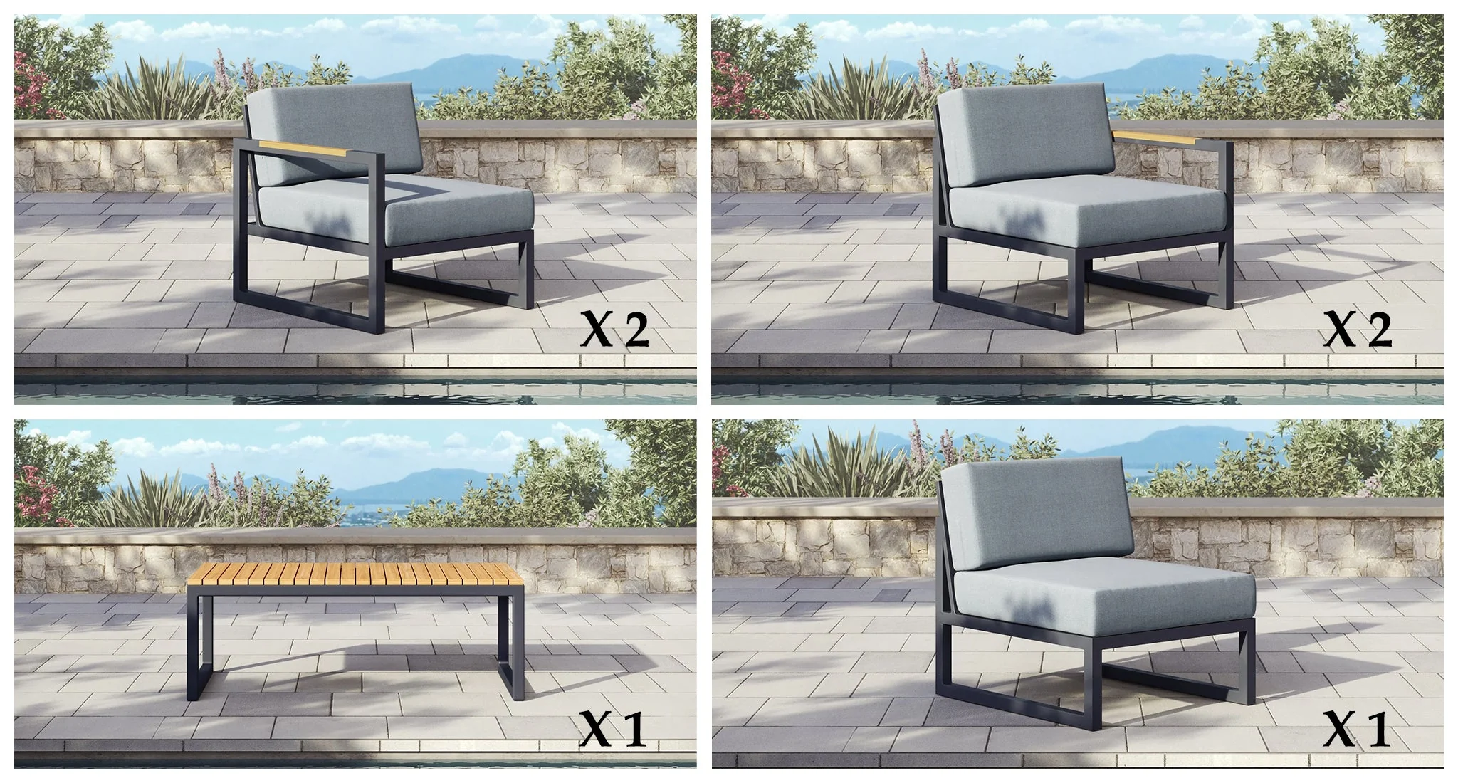 Baba Aluminum Outdoor Sofa & Loveseat Set thumbnail 2