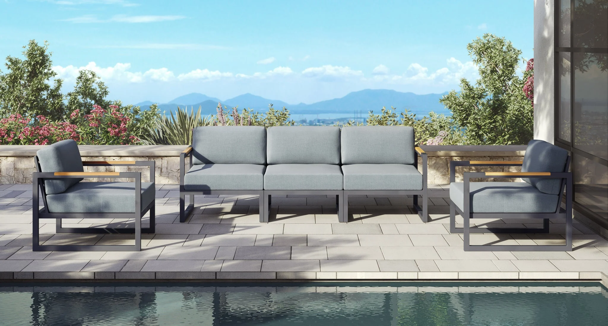 Baba Aluminum Outdoor Sofa & Club Chair Set