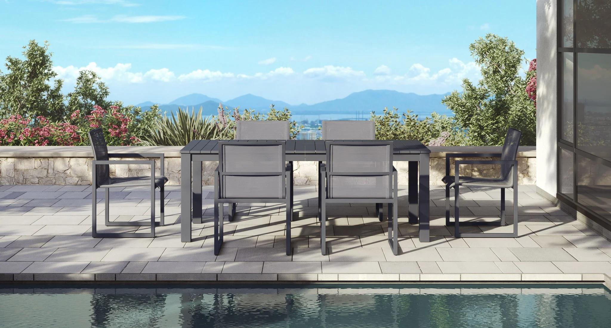 Baba Aluminum Outdoor Dining Set for 6