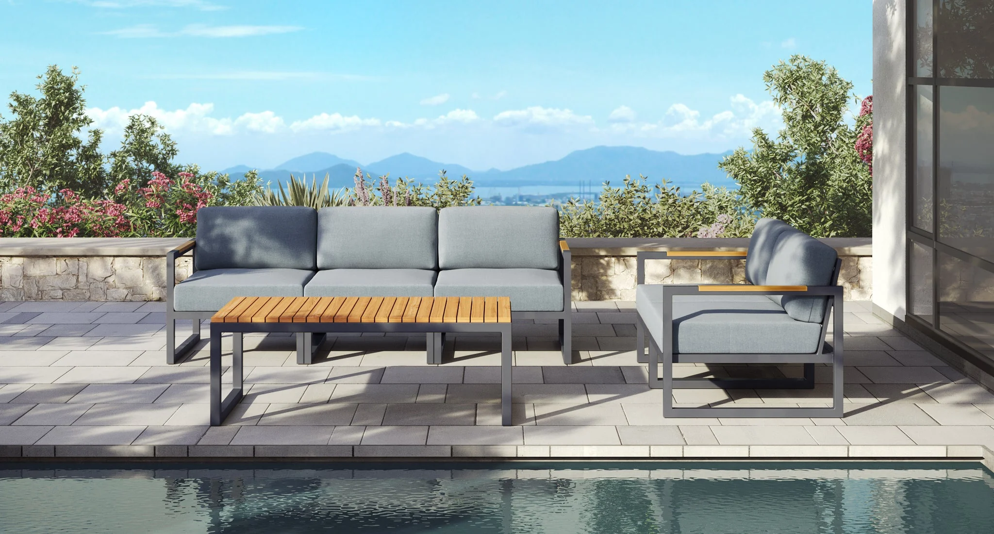 Baba Aluminum Outdoor Sofa & Loveseat Set