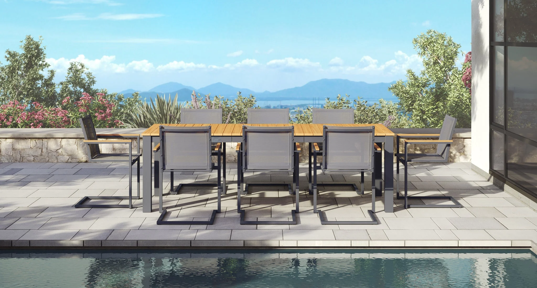 Baba Teak & Aluminum Outdoor Dining Set for 8