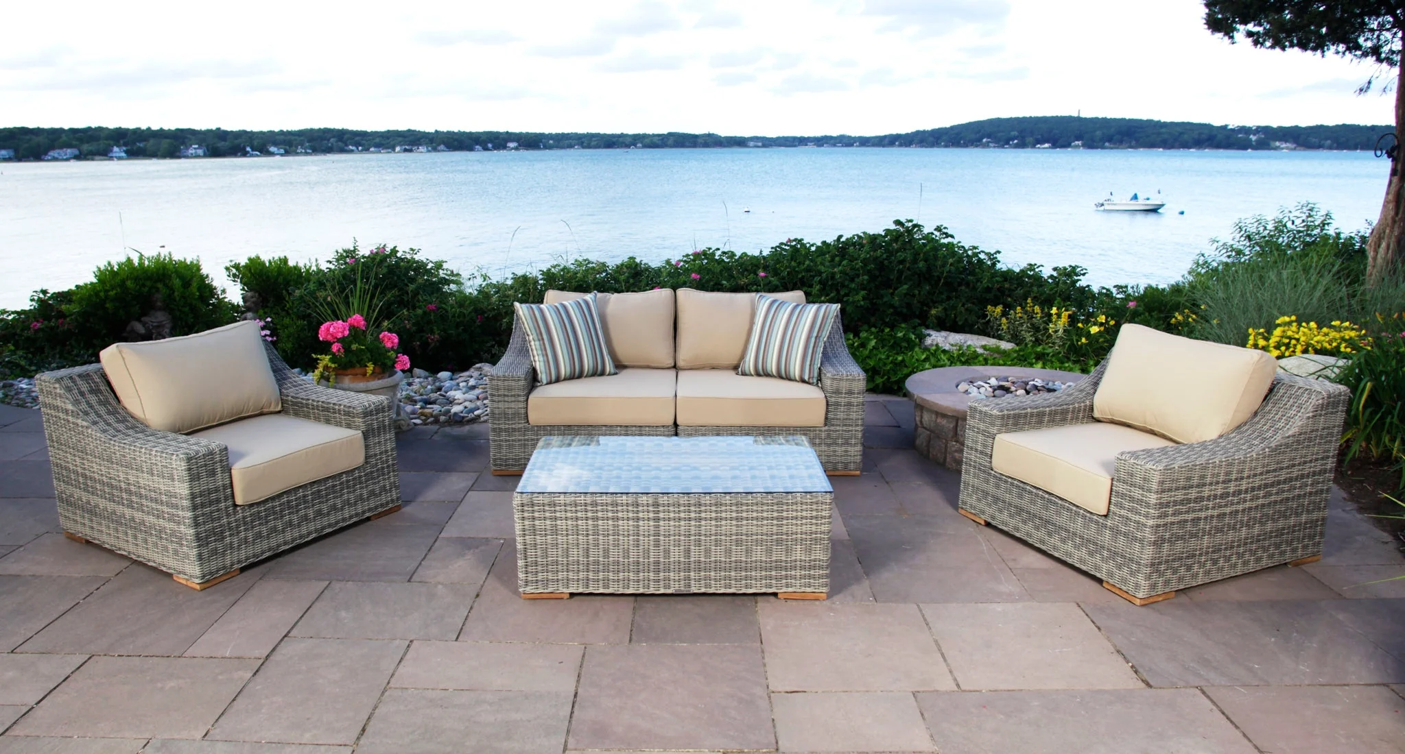 Lotus Outdoor Loveseat & Club Chair Set thumbnail 3