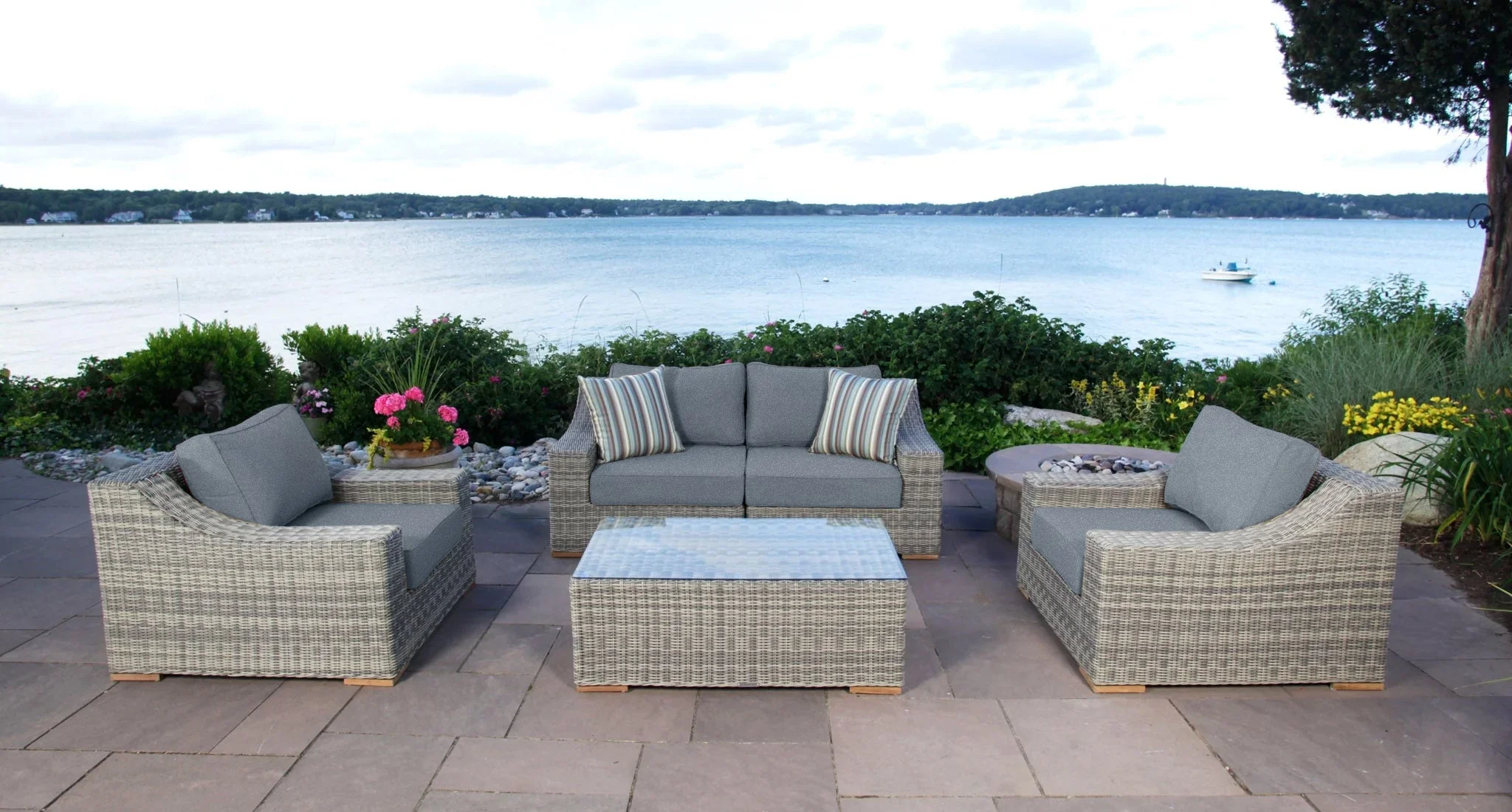 Lotus Outdoor Loveseat & Club Chair Set thumbnail 5