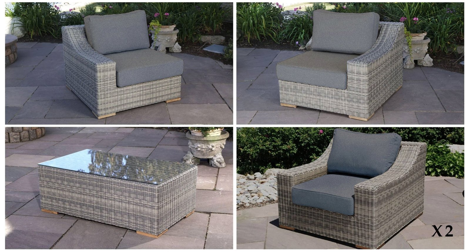 Lotus Outdoor Loveseat & Club Chair Set thumbnail 4